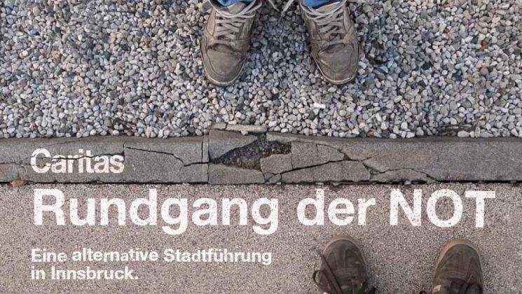 Einblick in die alternative Stadtführung der Caritas in Innsbruck, mit Fokus auf soziale Themen und Herausforderungen.